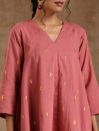 trueBrowns Blush Gold Cotton High-Low Co-Ord Set | Grocsy