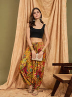 InWeave Mustard Multi Flower Harem Pant | Grocsy