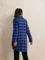 trueBrowns Blue Check Pleated Winter Top | Grocsy