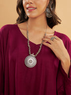 InWeave Women's Jam Wine Solid Boho Full Sleeve Coord Set | Grocsy