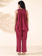 trueBrowns Carrot Cotton Dobby Sleeveless Co-ord Set | Grocsy