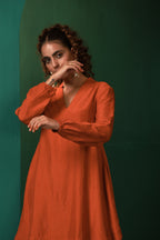 trueBrowns Rust Silk Collar Co-ord Set | Grocsy