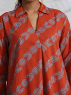 trueBrowns Orange Cotton Print Co-ord Set | Grocsy