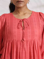 trueBrowns Pink Cotton Tier Dress | Grocsy