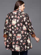 Ahalyaa Mandarin Collar Crepe Floral Printed Tunic | Grocsy