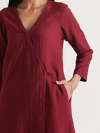 trueBrowns Maroon Angrakha Kurta Set | Grocsy
