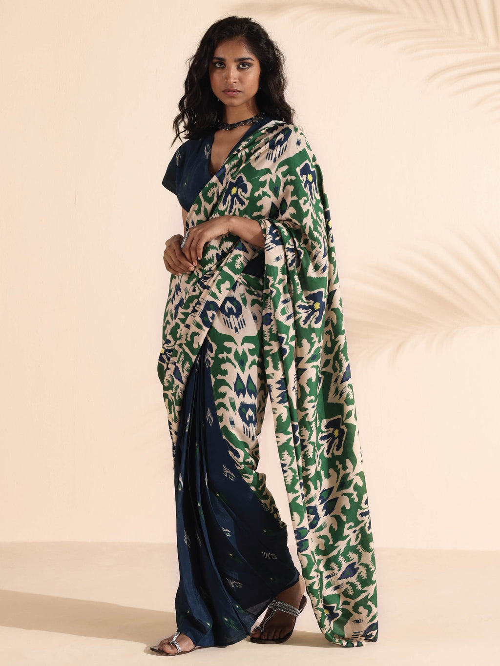 trueBrowns Blue Muslin Ikat Blouse | Grocsy
