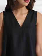 trueBrowns Black Slub Dress | Grocsy