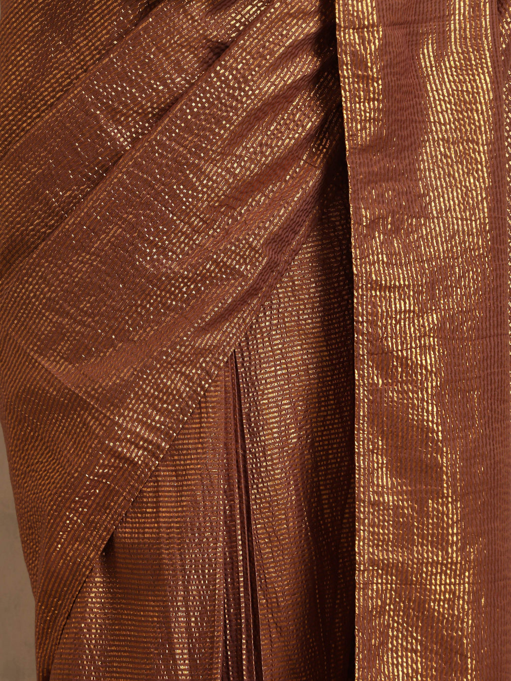 trueBrowns Brown Gold Metallic Ready To Wear Saree | Grocsy