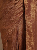 trueBrowns Brown Gold Metallic Ready To Wear Saree | Grocsy