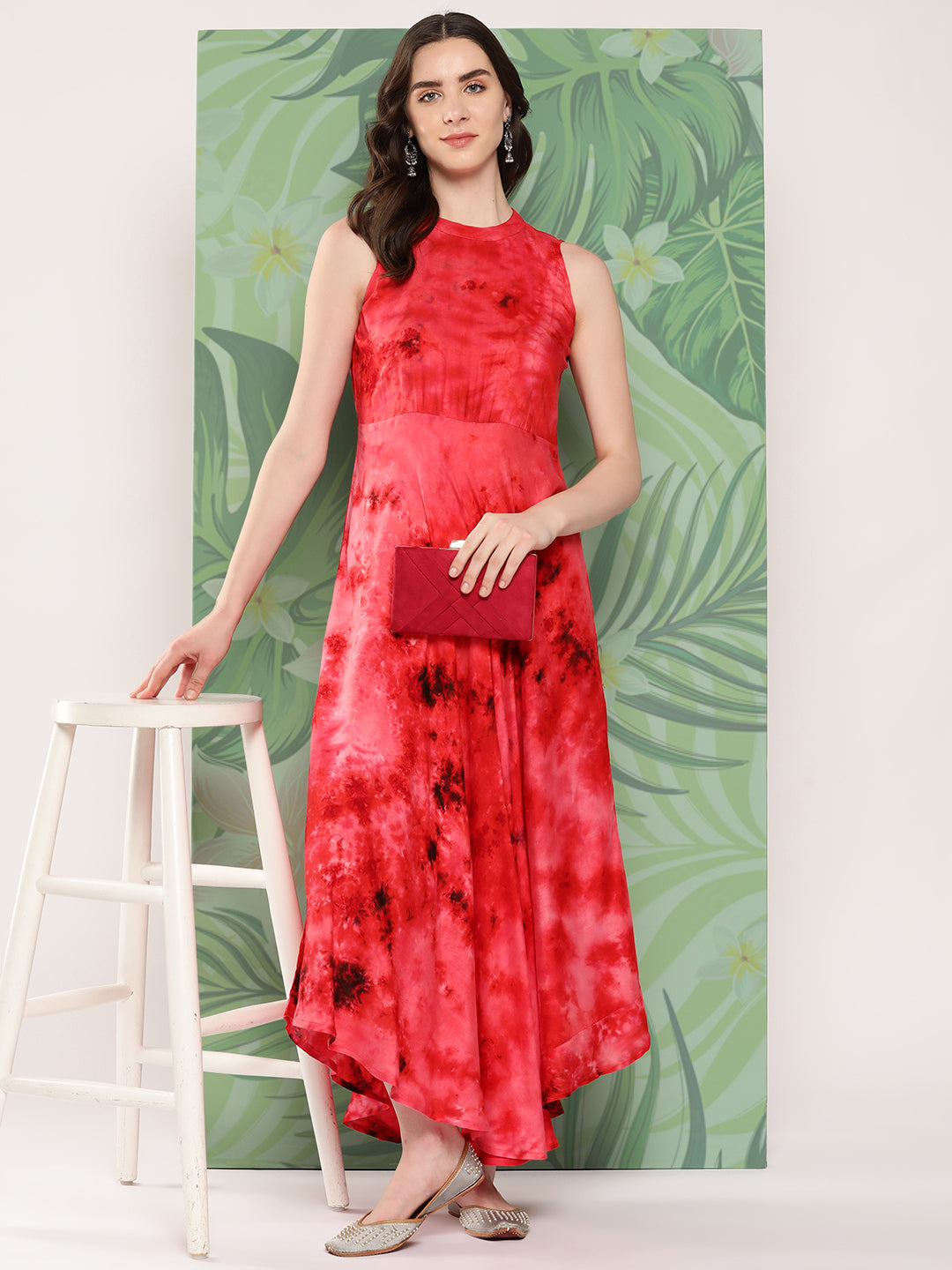 InWeave Women's Red Tie And Die Dress | Grocsy