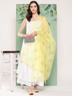 InWeave Women's Strappy Set Cream With Yellow W Chintz Or Dupatta | Grocsy
