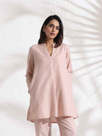 trueBrowns Light Pink Slub Co-ord Set | Grocsy
