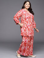 Ahalyaa Women Plus Size Printed Cotton Tunic with Palazzos | Grocsy