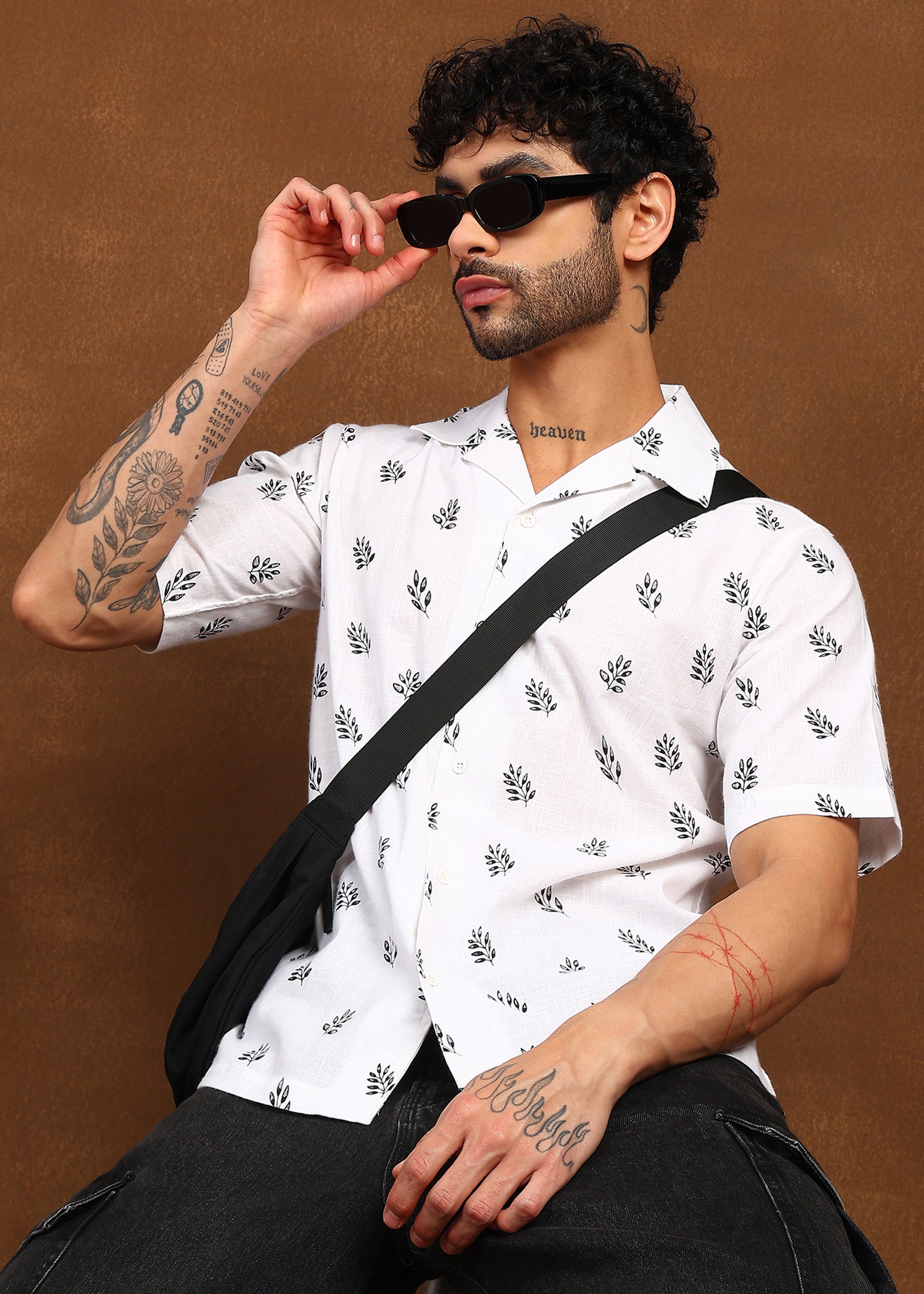 Fabmade Leaf Whisper Linen Shirt | Grocsy