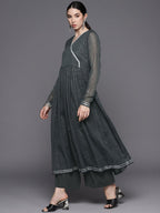 Ahalyaa Printed Angrakha Gotta Patti Kurta With Palazzos | Grocsy