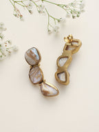 trueBrowns Brass Marble Stone Earrings | Grocsy