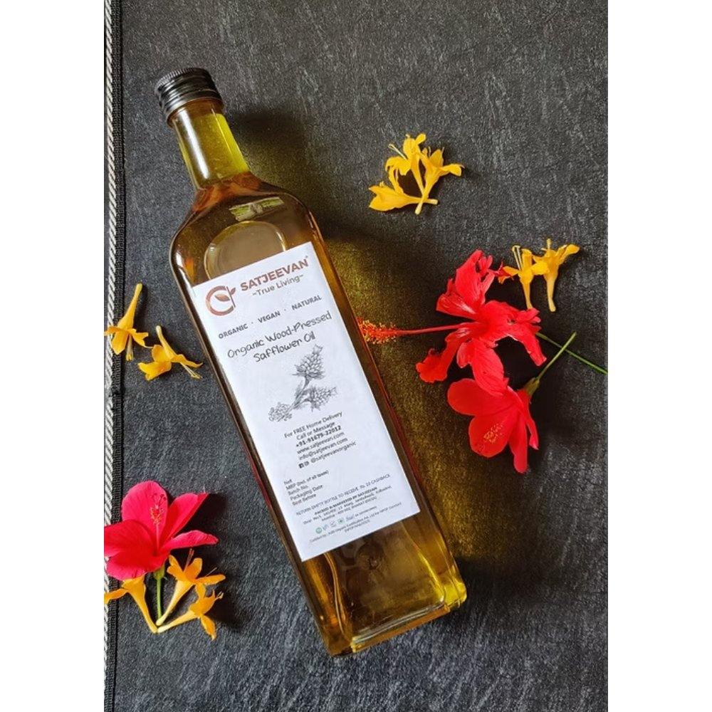 Satjeevan Organic Wood-Pressed Safflower Oil | Grocsy