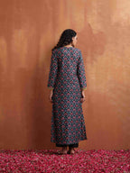trueBrowns Black Floral Print A-line Kurta Set | Grocsy
