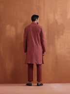 trueBrowns Men's Rust Cotton Dobby Kurta | Grocsy