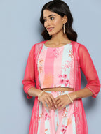 Ahalyaa Women Floral Printed Top with Palazzos & Shrug | Grocsy