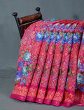 Shades of Hot Pink Colour Floral Design Semi Chanderi Saree By Gayathri Reddy Designer Studio | Grocsy