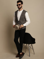 Even Apparels Men's Brown Double Breast Waistcoat | Grocsy