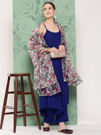 InWeave Women's Ink Blue Strappy Set W White Pink Or Duptta | Grocsy