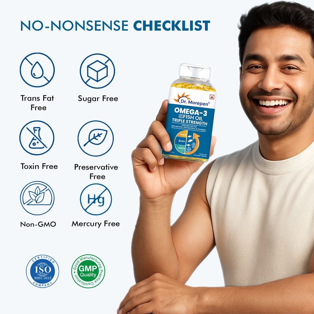 Dr Morpen Omega-3 1250Mg Deep Sea Fish Oil Triple Strength Softgel Capsules | Grocsy
