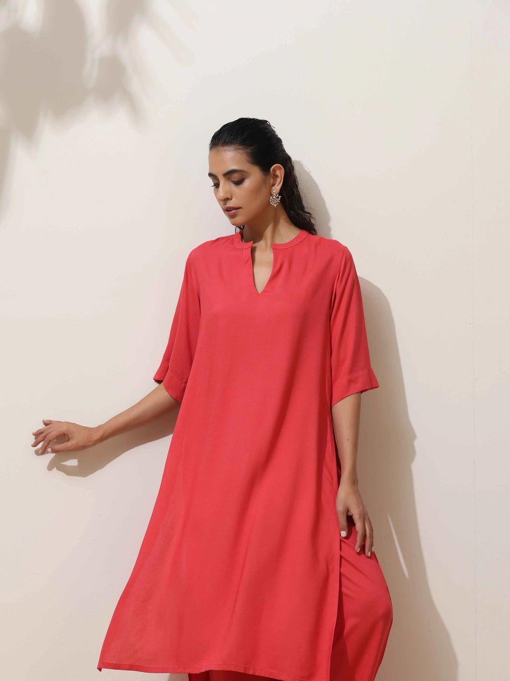 trueBrowns Coral Viscose Kurta Pant Set | Grocsy