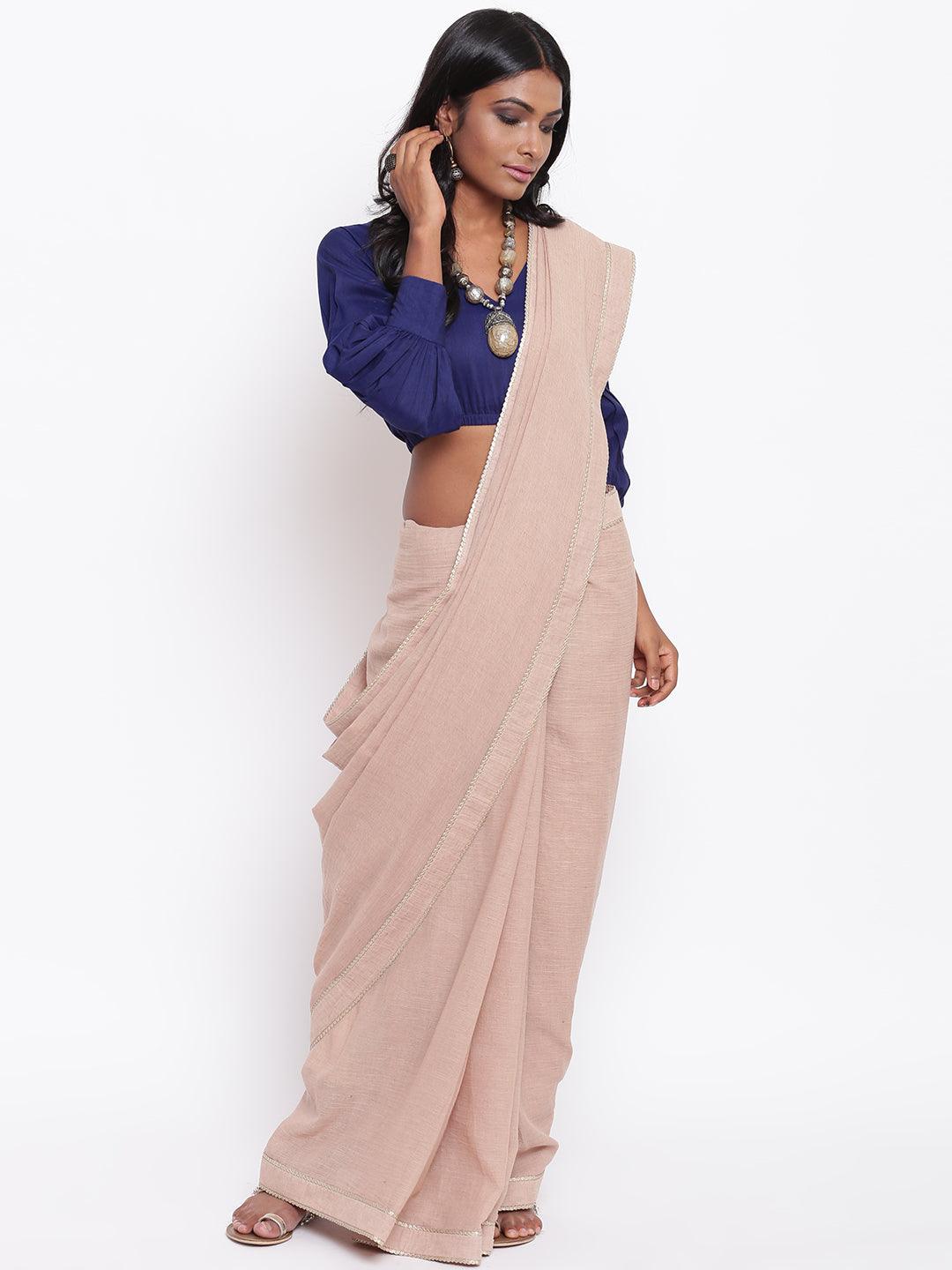 trueBrowns Blue Gathered Sleeve Top | Grocsy
