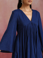 trueBrowns Blue Cotton Dobby Kurta Set | Grocsy