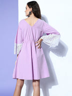 InWeave Women's Mauve Lacy Short Dress | Grocsy