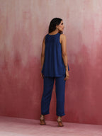 trueBrowns Blue Modal Flared Kurta Co-ord Set | Grocsy