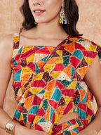 InWeave Women's Multi Color Trangle Skirt Saree | Grocsy