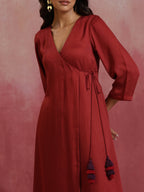 trueBrowns Maroon Modal Angrakha Kurta Set | Grocsy