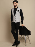 Even Apparels Men's Grey Double Breast Waistcoat | Grocsy