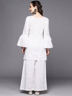 Ahalyaa Women Self Design Pure Cotton Tunic With Palazzos | Grocsy