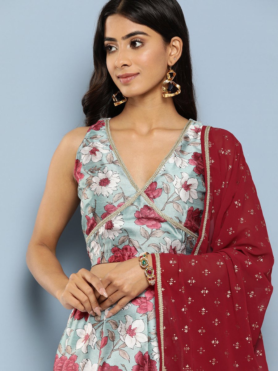 Ahalyaa Printed Ready to Wear Lehenga & Blouse With Dupatta | Grocsy
