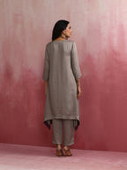 trueBrowns Grey High low Kurta Set | Grocsy