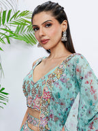 House of Panchhi Mauve Chiffon Sequins And Thread Embroidery Lehenga Choli & Dupatta | Grocsy