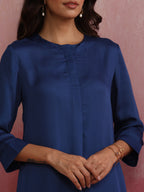 trueBrowns Blue Modal High Low Kurta Co-ord Set | Grocsy