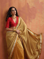 trueBrowns Gold Tissue Ready To Wear Saree | Grocsy