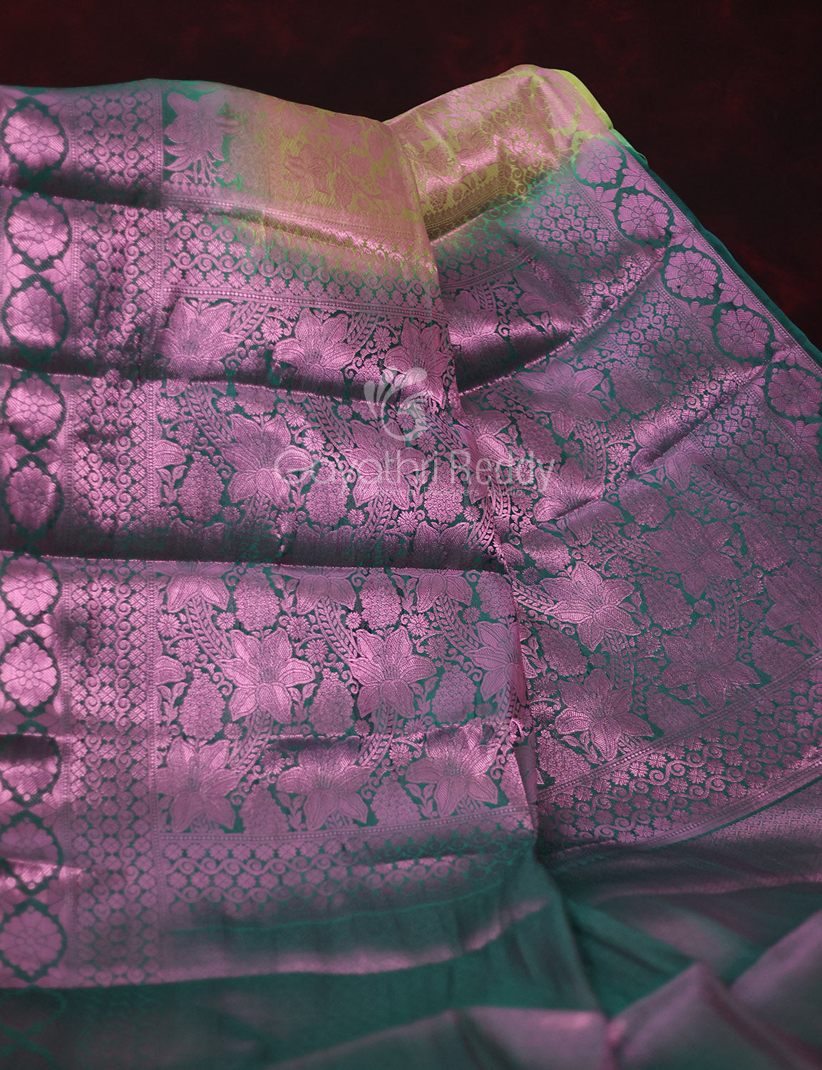 Shades of Mehendi Green Floral Design Banarasi Semi Silk Saree By Gayathri Reddy Designer Studio | Grocsy