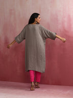 trueBrowns Grey Modal Kimono Kurta Set | Grocsy