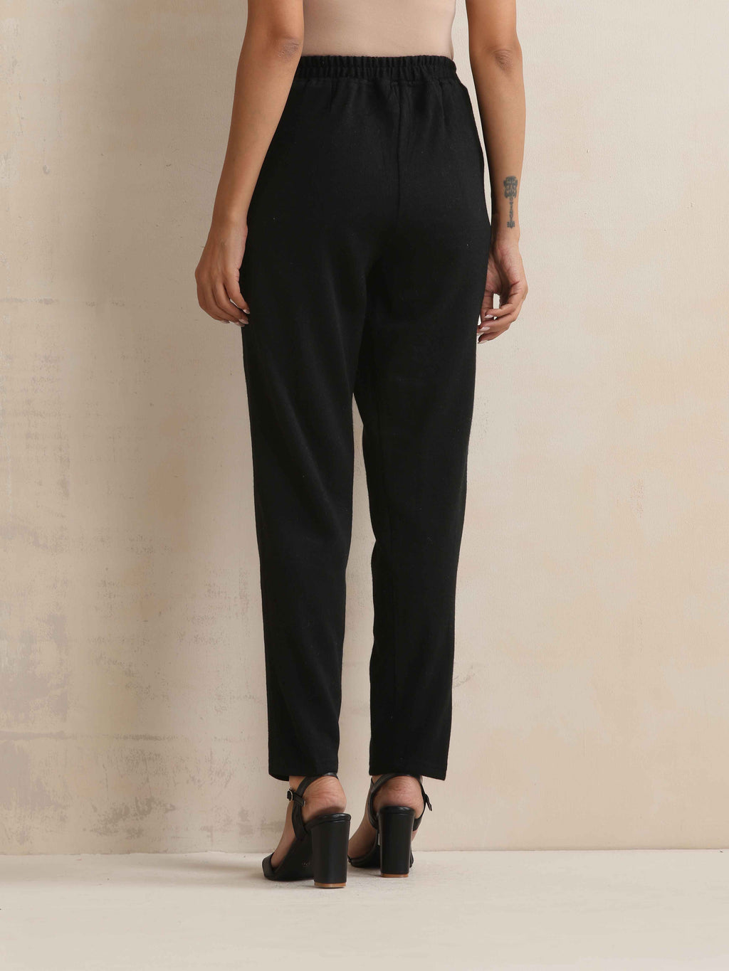 trueBrowns Black Woollen Pants | Grocsy