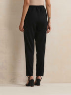 trueBrowns Black Woollen Pants | Grocsy