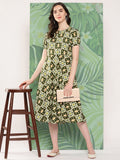 InWeave Women's Dark Green Square Dress | Grocsy