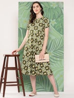 InWeave Women's Dark Green Square Dress | Grocsy