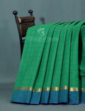 Rama Green With Checks Pure Mangalgiri Cotton Saree By Gayathri Reddy Designer Studio | Grocsy